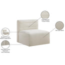 Meridian Quincy Cream Velvet Modular Armless Chair IMAGE 15