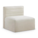  Manufacturer Color_Cream -- Quincy Cream Velvet Upholstered Comfort Modular Armless Chair IMAGE 1