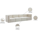  Manufacturer Color_Cream -- Quincy 126" Cream Velvet Upholstered Comfort 4 pc Modular Sofa IMAGE 15