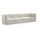  Manufacturer Color_Cream -- Quincy 126" Cream Velvet Upholstered Comfort 4 pc Modular Sofa IMAGE 1