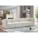  Manufacturer Color_Cream -- Quincy 126" Cream Velvet Upholstered Comfort 4 pc Modular Sofa IMAGE 2