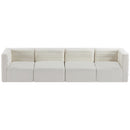  Manufacturer Color_Cream -- Quincy 126" Cream Velvet Upholstered Comfort 4 pc Modular Sofa IMAGE 5