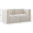 Manufacturer Color_Cream -- Quincy 63" Cream Velvet Upholstered Comfort 2 pc Modular Loveseat IMAGE 14