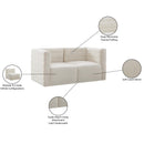  Manufacturer Color_Cream -- Quincy 63" Cream Velvet Upholstered Comfort 2 pc Modular Loveseat IMAGE 15