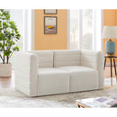  Manufacturer Color_Cream -- Quincy 63" Cream Velvet Upholstered Comfort 2 pc Modular Loveseat IMAGE 2