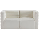  Manufacturer Color_Cream -- Quincy 63" Cream Velvet Upholstered Comfort 2 pc Modular Loveseat IMAGE 4