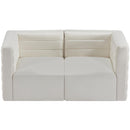  Manufacturer Color_Cream -- Quincy 63" Cream Velvet Upholstered Comfort 2 pc Modular Loveseat IMAGE 5