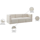 Manufacturer Color_Cream -- Quincy 95" Cream Velvet Upholstered Comfort 3 pc Modular Sofa IMAGE 15