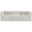  Manufacturer Color_Cream -- Quincy 95" Cream Velvet Upholstered Comfort 3 pc Modular Sofa IMAGE 4