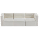  Manufacturer Color_Cream -- Quincy 95" Cream Velvet Upholstered Comfort 3 pc Modular Sofa IMAGE 5