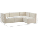  Manufacturer Color_Cream -- Quincy 95" Cream Velvet Upholstered Comfort 4 pc Modular Sectional IMAGE 14