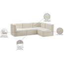  Manufacturer Color_Cream -- Quincy 95" Cream Velvet Upholstered Comfort 4 pc Modular Sectional IMAGE 15