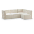  Manufacturer Color_Cream -- Quincy 95" Cream Velvet Upholstered Comfort 4 pc Modular Sectional IMAGE 1