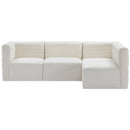  Manufacturer Color_Cream -- Quincy 95" Cream Velvet Upholstered Comfort 4 pc Modular Sectional IMAGE 4