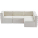  Manufacturer Color_Cream -- Quincy 95" Cream Velvet Upholstered Comfort 4 pc Modular Sectional IMAGE 5