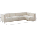  Manufacturer Color_Cream -- Quincy 126" Cream Velvet Upholstered Comfort 5 pc Modular Sectional IMAGE 14