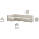  Manufacturer Color_Cream -- Quincy 126" Cream Velvet Upholstered Comfort 5 pc Modular Sectional IMAGE 15