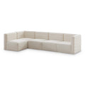  Manufacturer Color_Cream -- Quincy 126" Cream Velvet Upholstered Comfort 5 pc Modular Sectional IMAGE 1
