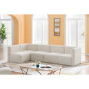  Manufacturer Color_Cream -- Quincy 126" Cream Velvet Upholstered Comfort 5 pc Modular Sectional IMAGE 2