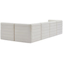  Manufacturer Color_Cream -- Quincy 126" Cream Velvet Upholstered Comfort 5 pc Modular Sectional IMAGE 3