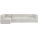 Manufacturer Color_Cream -- Quincy 126" Cream Velvet Upholstered Comfort 5 pc Modular Sectional IMAGE 4