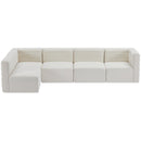  Manufacturer Color_Cream -- Quincy 126" Cream Velvet Upholstered Comfort 5 pc Modular Sectional IMAGE 5