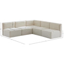  Manufacturer Color_Cream -- Quincy 94" Cream Velvet Upholstered Comfort 5 pc Modular Sectional IMAGE 13