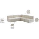  Manufacturer Color_Cream -- Quincy 94" Cream Velvet Upholstered Comfort 5 pc Modular Sectional IMAGE 14