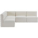  Manufacturer Color_Cream -- Quincy 94" Cream Velvet Upholstered Comfort 5 pc Modular Sectional IMAGE 4