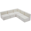  Manufacturer Color_Cream -- Quincy 94" Cream Velvet Upholstered Comfort 5 pc Modular Sectional IMAGE 5