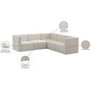  Manufacturer Color_Cream -- Quincy 95" Cream Velvet Upholstered Comfort 5 pc Modular Sectional IMAGE 14