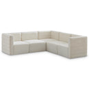  Manufacturer Color_Cream -- Quincy 95" Cream Velvet Upholstered Comfort 5 pc Modular Sectional IMAGE 1
