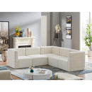  Manufacturer Color_Cream -- Quincy 95" Cream Velvet Upholstered Comfort 5 pc Modular Sectional IMAGE 2
