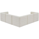  Manufacturer Color_Cream -- Quincy 95" Cream Velvet Upholstered Comfort 5 pc Modular Sectional IMAGE 3