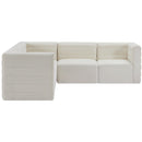  Manufacturer Color_Cream -- Quincy 95" Cream Velvet Upholstered Comfort 5 pc Modular Sectional IMAGE 4