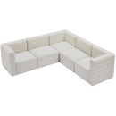  Manufacturer Color_Cream -- Quincy 95" Cream Velvet Upholstered Comfort 5 pc Modular Sectional IMAGE 5