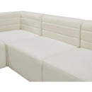  Manufacturer Color_Cream -- Quincy 126" Cream Velvet Upholstered Comfort 6 pc Modular Sectional IMAGE 13