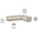  Manufacturer Color_Cream -- Quincy 126" Cream Velvet Upholstered Comfort 6 pc Modular Sectional IMAGE 15