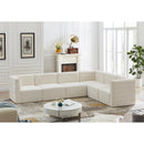  Manufacturer Color_Cream -- Quincy 126" Cream Velvet Upholstered Comfort 6 pc Modular Sectional IMAGE 2