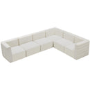  Manufacturer Color_Cream -- Quincy 126" Cream Velvet Upholstered Comfort 6 pc Modular Sectional IMAGE 6