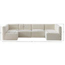  Manufacturer Color_Cream -- Quincy 126" Cream Velvet Upholstered Comfort 6 pc Modular Sectional IMAGE 14