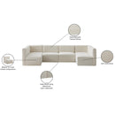  Manufacturer Color_Cream -- Quincy 126" Cream Velvet Upholstered Comfort 6 pc Modular Sectional IMAGE 15
