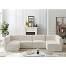  Manufacturer Color_Cream -- Quincy 126" Cream Velvet Upholstered Comfort 6 pc Modular Sectional IMAGE 2