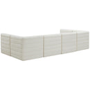  Manufacturer Color_Cream -- Quincy 126" Cream Velvet Upholstered Comfort 6 pc Modular Sectional IMAGE 3