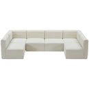  Manufacturer Color_Cream -- Quincy 126" Cream Velvet Upholstered Comfort 6 pc Modular Sectional IMAGE 4