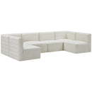  Manufacturer Color_Cream -- Quincy 126" Cream Velvet Upholstered Comfort 6 pc Modular Sectional IMAGE 5