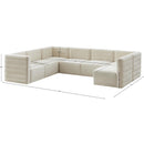  Manufacturer Color_Cream -- Quincy 126" Cream Velvet Upholstered Comfort 7 pc Modular Sectional IMAGE 16