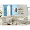  Manufacturer Color_Cream -- Quincy 126" Cream Velvet Upholstered Comfort 7 pc Modular Sectional IMAGE 2