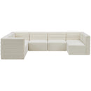  Manufacturer Color_Cream -- Quincy 126" Cream Velvet Upholstered Comfort 7 pc Modular Sectional IMAGE 5