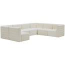  Manufacturer Color_Cream -- Quincy 126" Cream Velvet Upholstered Comfort 7 pc Modular Sectional IMAGE 6
